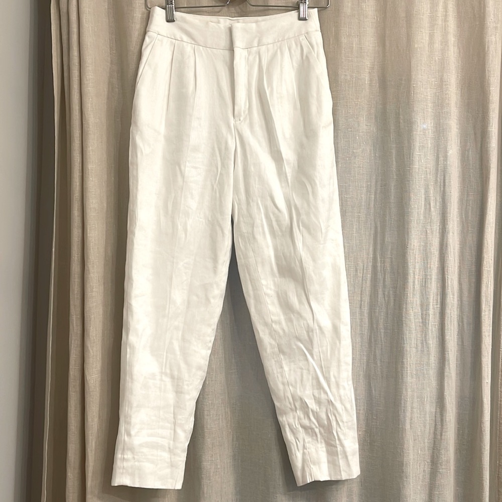 NWT Banana Republic, Linen Blend Cropped High-Waisted Pleated Pants, Women, 0